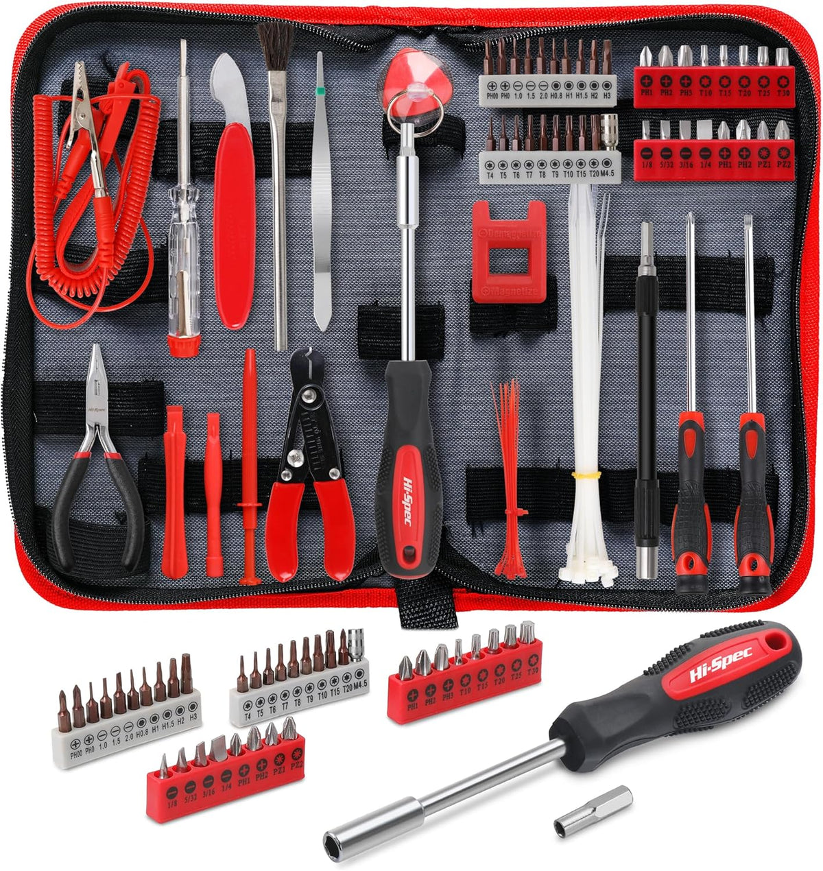 Hi-Spec 56pc Electronics Repair & Opening Tool Kit Set for Laptops, Devices, Computers, PC Building & Gaming Accessories. Precision Small Screwdrivers with Pry Tools - PuriLite