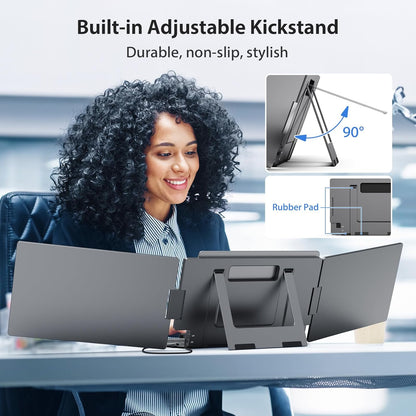 KYY Laptop Screen Extender, 14'' FHD 1080P USB-C Portable Monitor, IPS Computer Display, Dual Monitor for Triple Screen, Monitor for 12"-16" Laptop (Mac, Wins, Android) - PuriLite