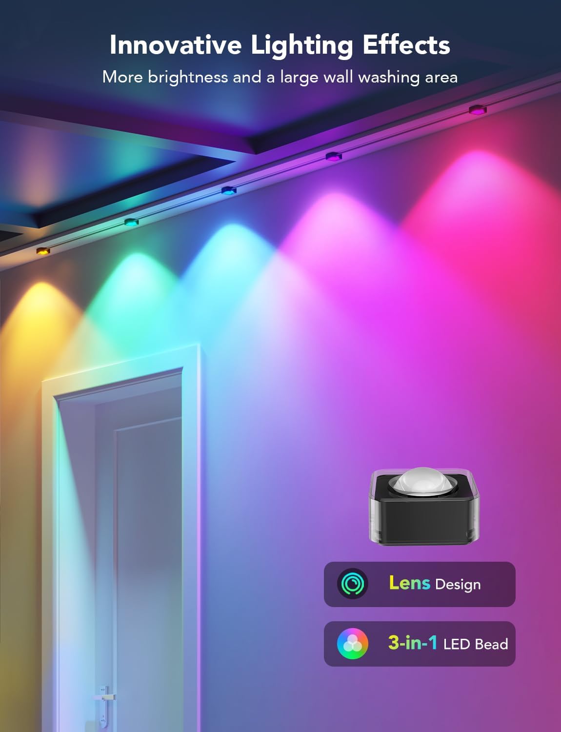 Govee Permanent Outdoor Lights, Smart RGBIC Outdoor Lights with 75 Scene Modes, 100ft with 72 LED IP67 Lights for Christmas Decorations, Work with Alexa, Google Assistant, Black Version - PuriLite