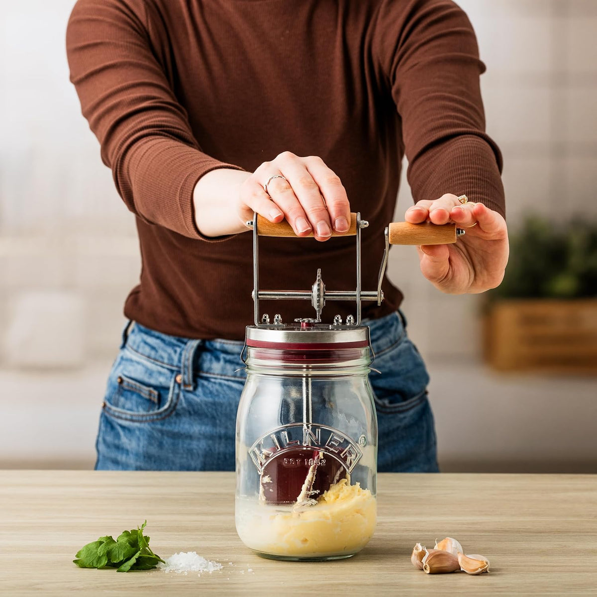 Kilner KLN21758 Butter Churner 800ml, 800ml, Clear (25.348) - PuriLite