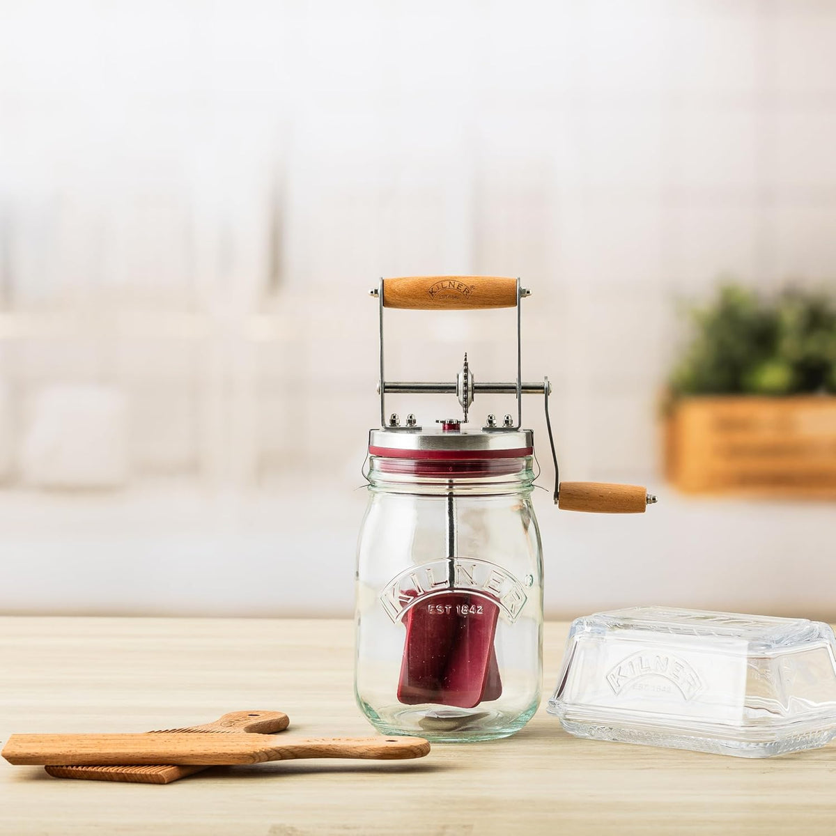 Kilner KLN21758 Butter Churner 800ml, 800ml, Clear (25.348) - PuriLite