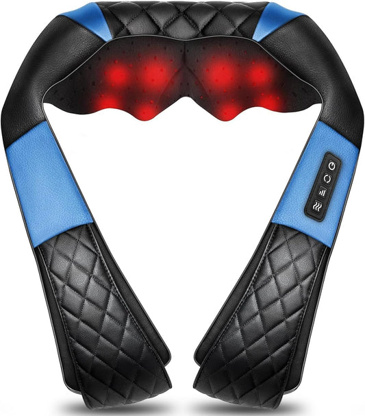 WOQQW Shiatsu Neck and Shoulder Massager, Back Massager with Heat - Gift for Women/men/Mom/Dad - Deeper Tissue 4D Kneading Massage for Shoulder, Neck and Back, Use at Home, Office, Car - PuriLite