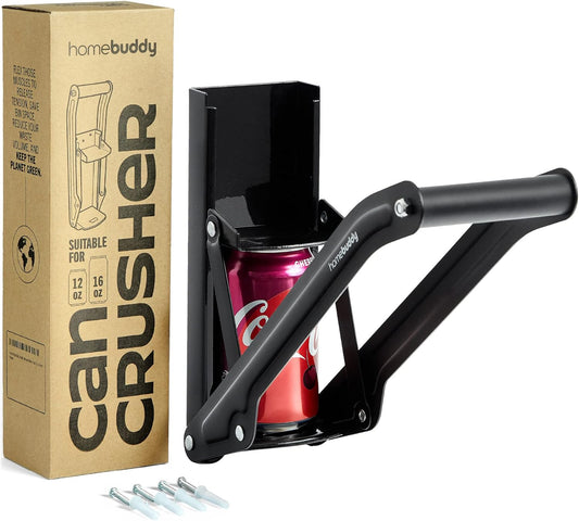 HomeBuddy Can Crusher for Recycling - 12 Oz. and 16 Oz. Can Crusher Wall Mounted for Aluminum Can Crusher, Soda Can Smasher for Recycling, Beer Can Crusher for Recycling Can - Mounting Rivets Included - PuriLite