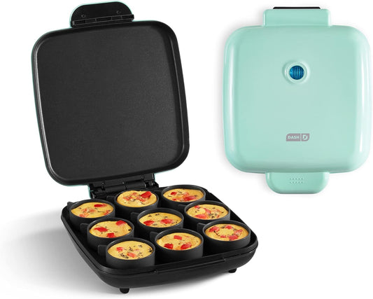 DASH Sous Vide Style Family Size Egg Bite Maker for Breakfast Bites, Sandwiches, Healthy Snacks or Desserts, Keto & Paleo Friendly (9 Servings), Aqua - PuriLite