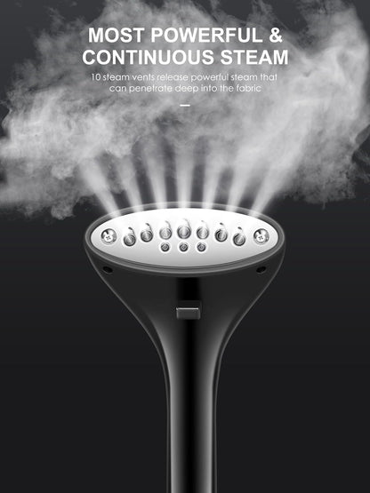 Professional Steamer for Clothes, Reemix Standing Steamer with Garment Hanger, Heats in 30 Seconds, Large Detachable Water Tank for 1 Hour Continuous Steaming, Includes Easy-roll Wheels - PuriLite