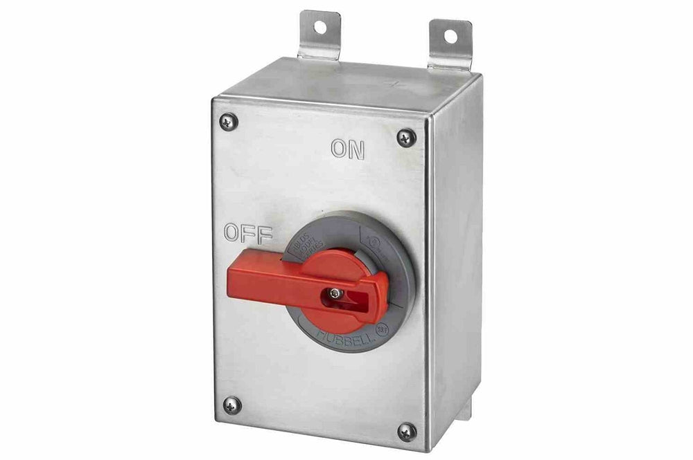 60 Amp Non-Fused Manual AC Disconnect Safety Switch - 600V AC, 3-Pole - 316 Stainless Steel - PuriLite