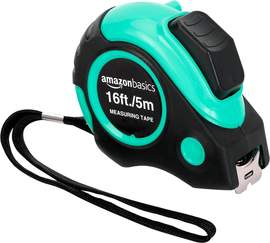 Amazon Basics Tape Measure - 4.88 Meters, Turquoise - PuriLite