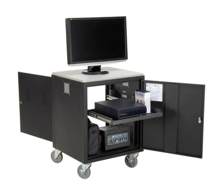 Global Industrial™ Audio Visual Cart w/ Lockable Cabinet, 500 Lb. Capacity, Black - PuriLite