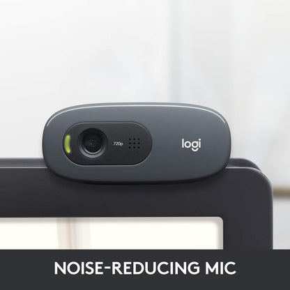 Logitech C270 HD Webcam, HD 720p/30 fps, Widescreen HD Video Calling, HD Light Correction, Noise Reducing Mic, For Skype, FaceTime, Hangouts, WebEx, PC/Mac/Laptop/Macbook/Tablet - Black - PuriLite