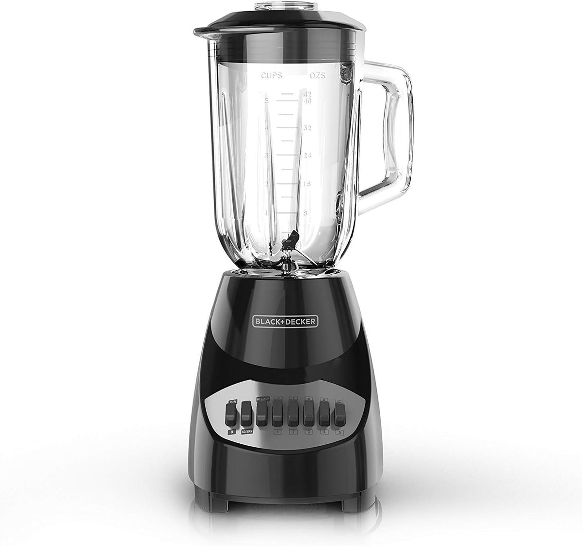 BLACK+DECKER Countertop Blender with 5-Cup Glass Jar, 10-Speed Settings, Black, BL2010BG - PuriLite