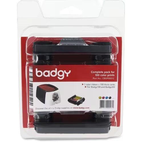 Evolis Ribbon/Card Kit - Dye Sublimation - 100 Cards - YMCKO - 1 Each - PuriLite