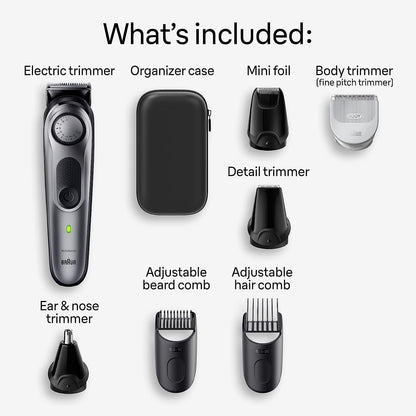 Braun All-in-One Style Kit Series 7 7410, 100% Waterproof 8-in-1 Beard & Body Trimmer for Manscaping, with 8 tools and 100-minute Cordless Runtime - PuriLite