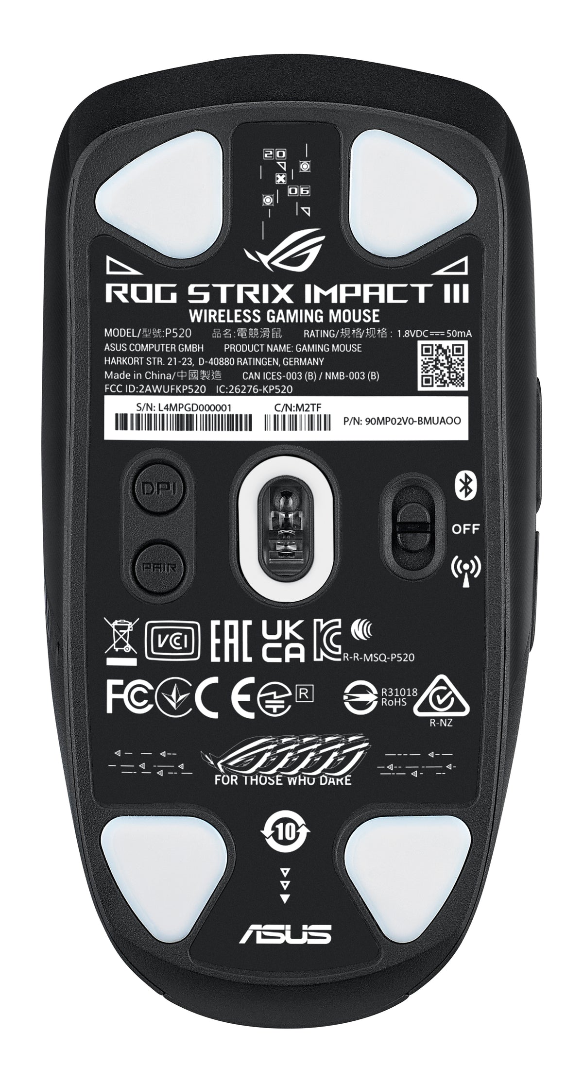 ASUS - ROG Strix Impact III Wireless Gaming Mouse - 36,000 DPI AimPoint Sensor - SpeedNova Wireless - 57g Lightweight - PuriLite
