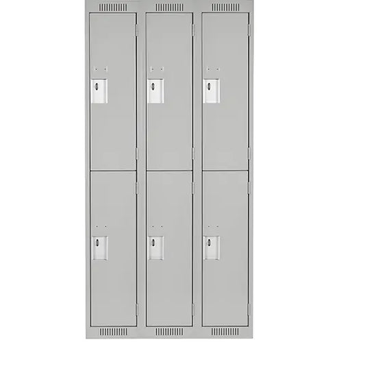 Clean Line™ Lockers, 2 -tier, Bank of 3, 36" x 18" x 72", Steel, Grey, Rivet (Assembled) - PuriLite