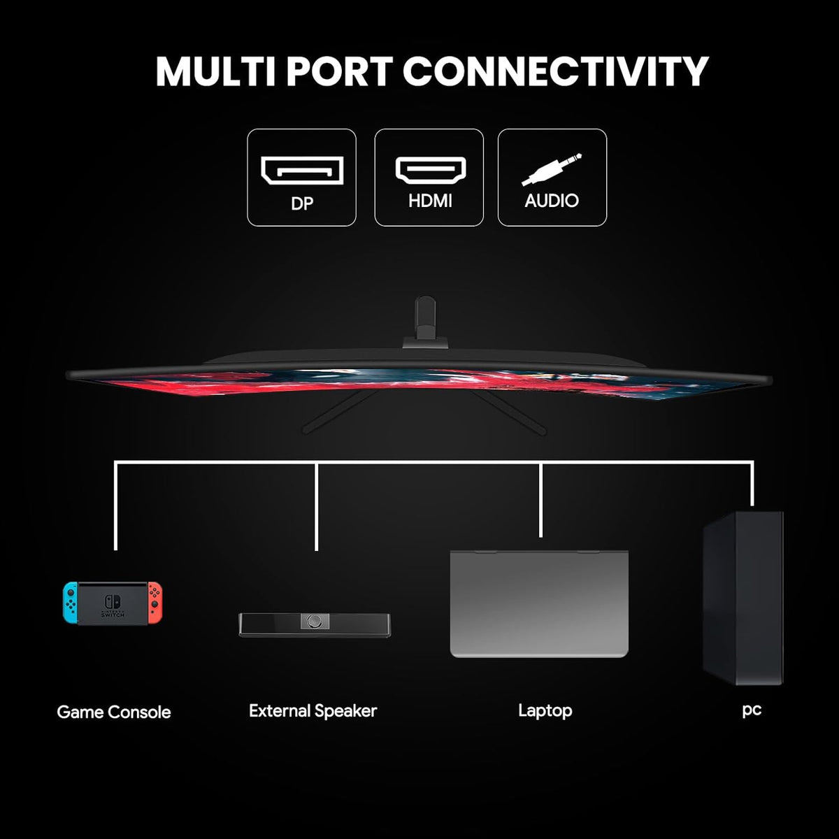 CRUA 24 Inch 180Hz/144Hz Curved Gaming Monitor, FHD 1080P Frameless Computer Monitor, Support AMD freesync Low Motion Blur, Eye Care, DisplayPort, HDMI, Black - PuriLite