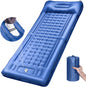 Camping Sleeping Pads，Extra Thick 5 Inch Inflatable Sleeping Mat with Pillow Built-in Pump，Oversized Mattress Super Portable Backpacking Sleeping Pad (Blue, Single) - PuriLite