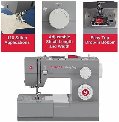 SINGER Heavy Duty 4432 High Speed Sewing Machine with Accessory Kit | Strong Motor With Enhanced Piercing Power, 110 Stitch Applications, Full Metal frame, 1-step Buttonhole & LED Light - PuriLite