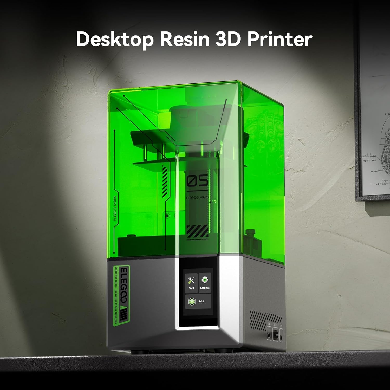 ELEGOO Mars 5 Resin 3D Printer with 4K Mono LCD,Automatic Leveling, Desktop 3D Printer with Printing Size of 5.65 * 3.53 * 5.91 inches - PuriLite