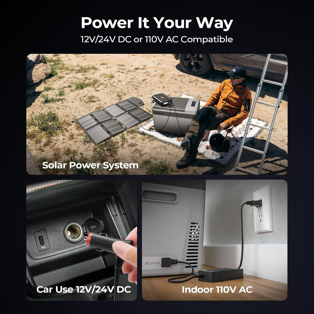 BougeRV 12V Portable Refrigerator 30 Quart Car Compressor Freezer Fridge,12/24V DC 110~240 Volt AC,-7℉~50℉ for Truck Van RV Jeep Camper SUV Boat,Travel Camping Road Trips Tailgating - PuriLite
