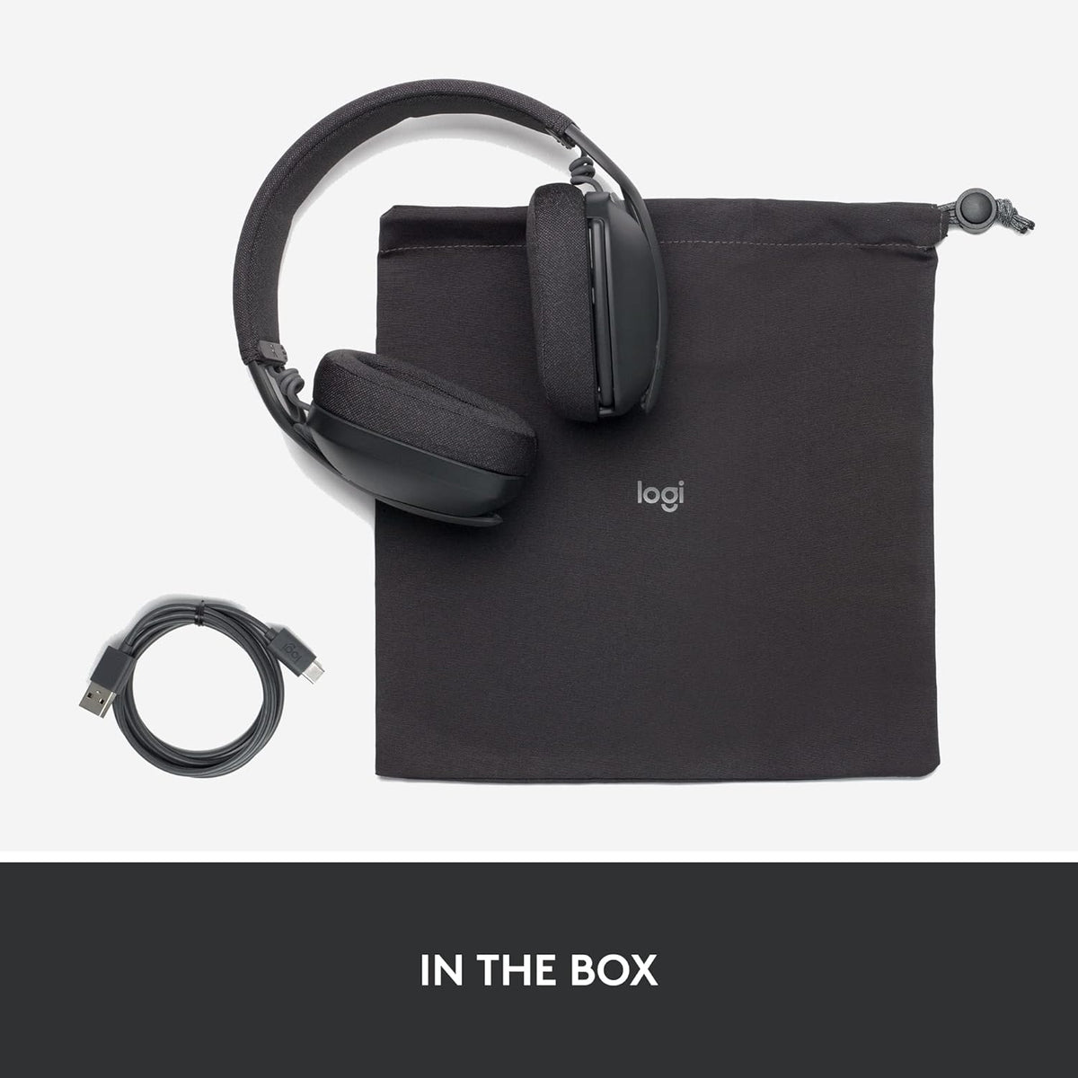 Logitech Zone Vibe 100 Lightweight Wireless Over Ear Headphones with Noise Canceling Microphone, Advanced Multipoint Bluetooth Headset, Works with Teams, Google Meet, Zoom, Mac/PC - Graphite - PuriLite