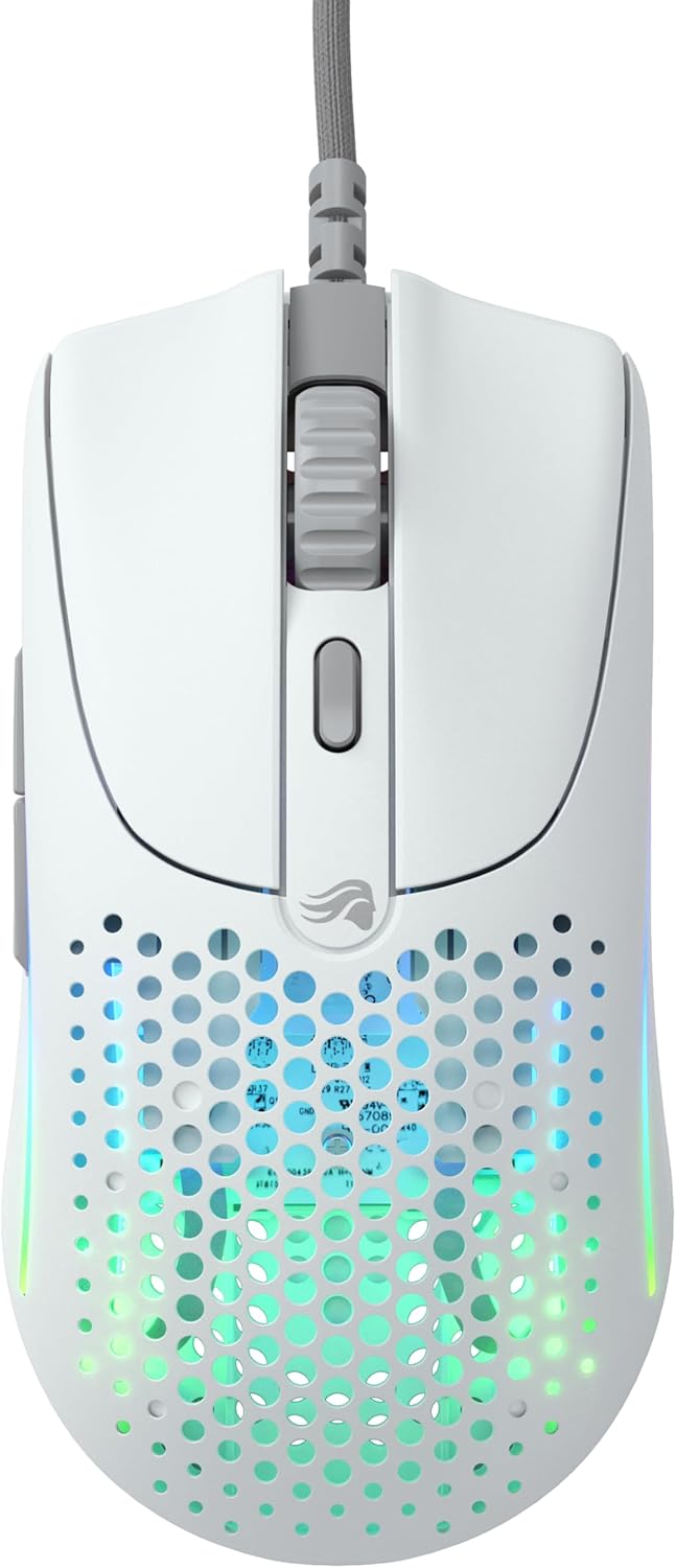 Glorious Gaming Model O 2 Wired Gaming Mouse - 59g Ultralight, FPS, 26,000 DPI, Motion Sync, 80M Click Rated Switches, 6 Programmable Buttons, Ambidextrous, RGB, PTFE Feet - White - PuriLite