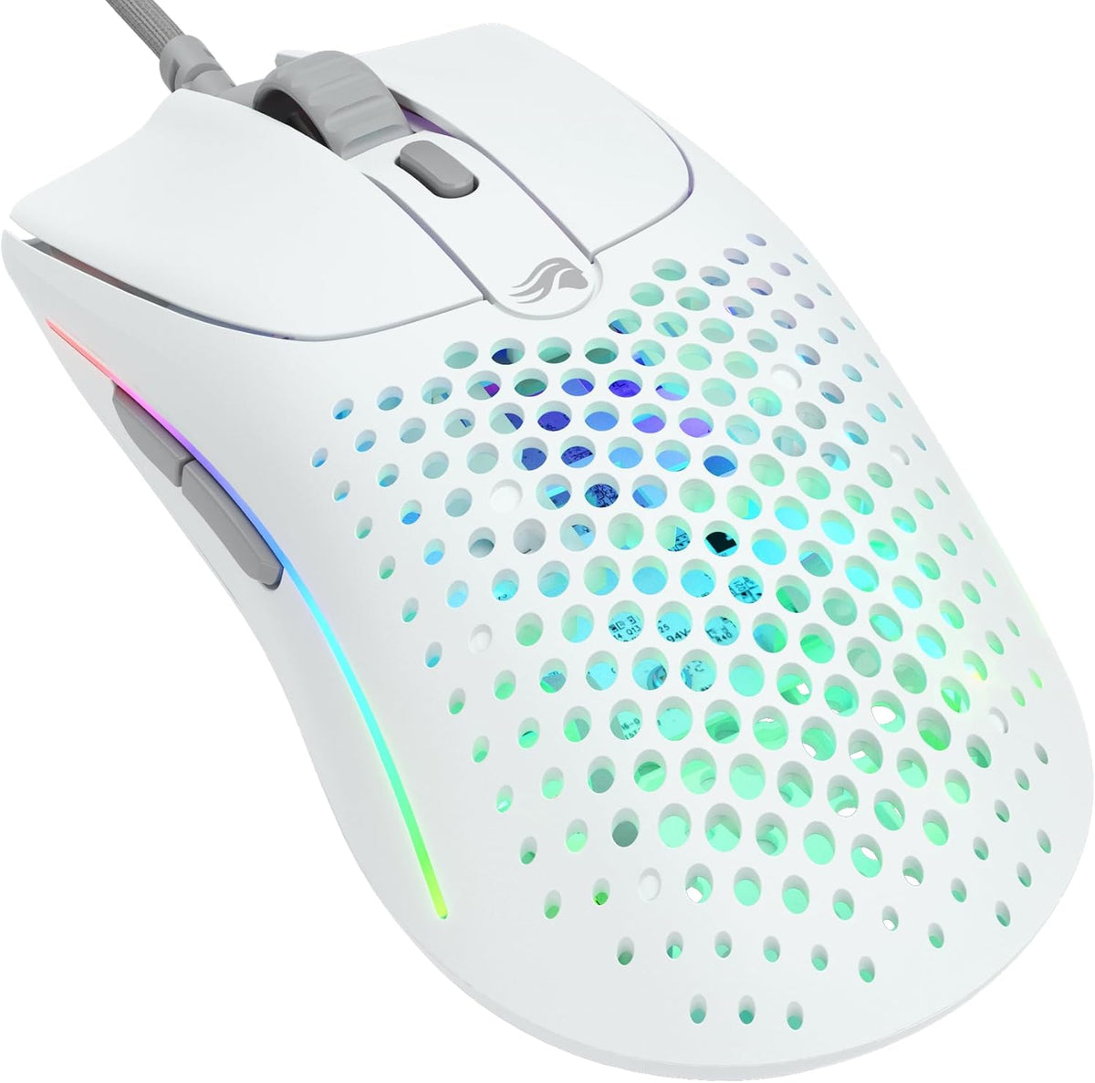 Glorious Gaming Model O 2 Wired Gaming Mouse - 59g Ultralight, FPS, 26,000 DPI, Motion Sync, 80M Click Rated Switches, 6 Programmable Buttons, Ambidextrous, RGB, PTFE Feet - White - PuriLite