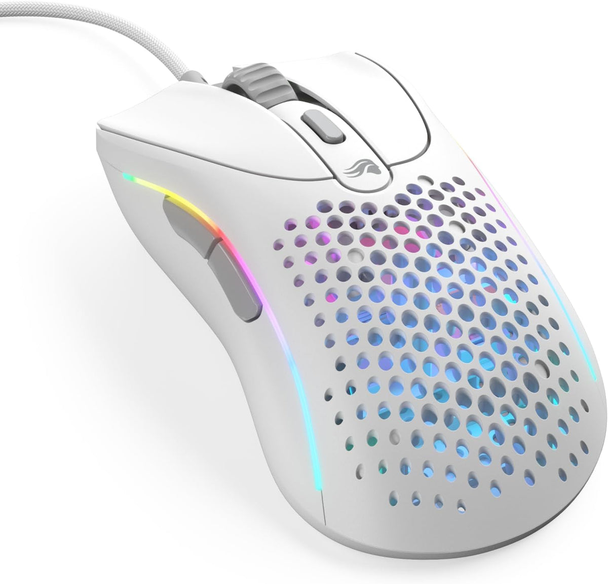 Glorious Gaming - Model D 2: Wired Ergonomic Mouse, Superlight 58g, 26K Optical Sensor, 6 Programmable Buttons, 80 Million Click Lifecycle, FPS, MMO, MOBA, Battle Royale (White) - PuriLite