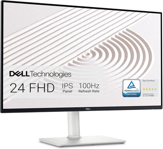 Dell S2425HS Monitor - 23.8 Inch, FHD (1920x1080) Display, 100Hz Refresh Rate 1500:1 Contrast Ratio, TÜV Rheinland Eye Comfort 4 Star, Integrated 2x5W Speaker, Height/Tilt/Swivel/Pivot - Ash White - PuriLite