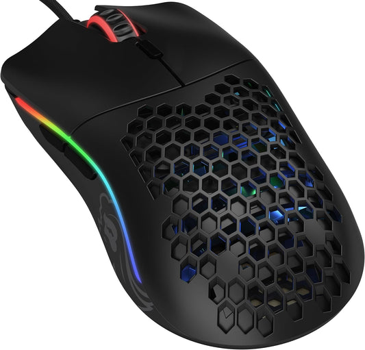 Glorious Model O Wired Gaming Mouse 67g Superlight Honeycomb Design, RGB, Pixart 3360 Sensor, Omron Switches, Ambidextrous - Matte Black - PuriLite