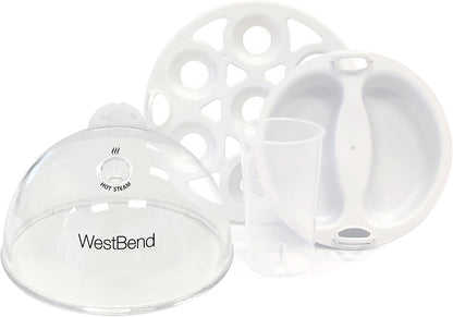 West Bend 87628 Automatic Electric Egg Cooker Scrambled Poached and Hard-or Soft-Cook Eggs, 7 Egg Capacity, Gray - PuriLite