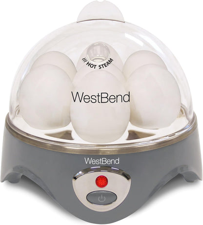 West Bend 87628 Automatic Electric Egg Cooker Scrambled Poached and Hard-or Soft-Cook Eggs, 7 Egg Capacity, Gray - PuriLite