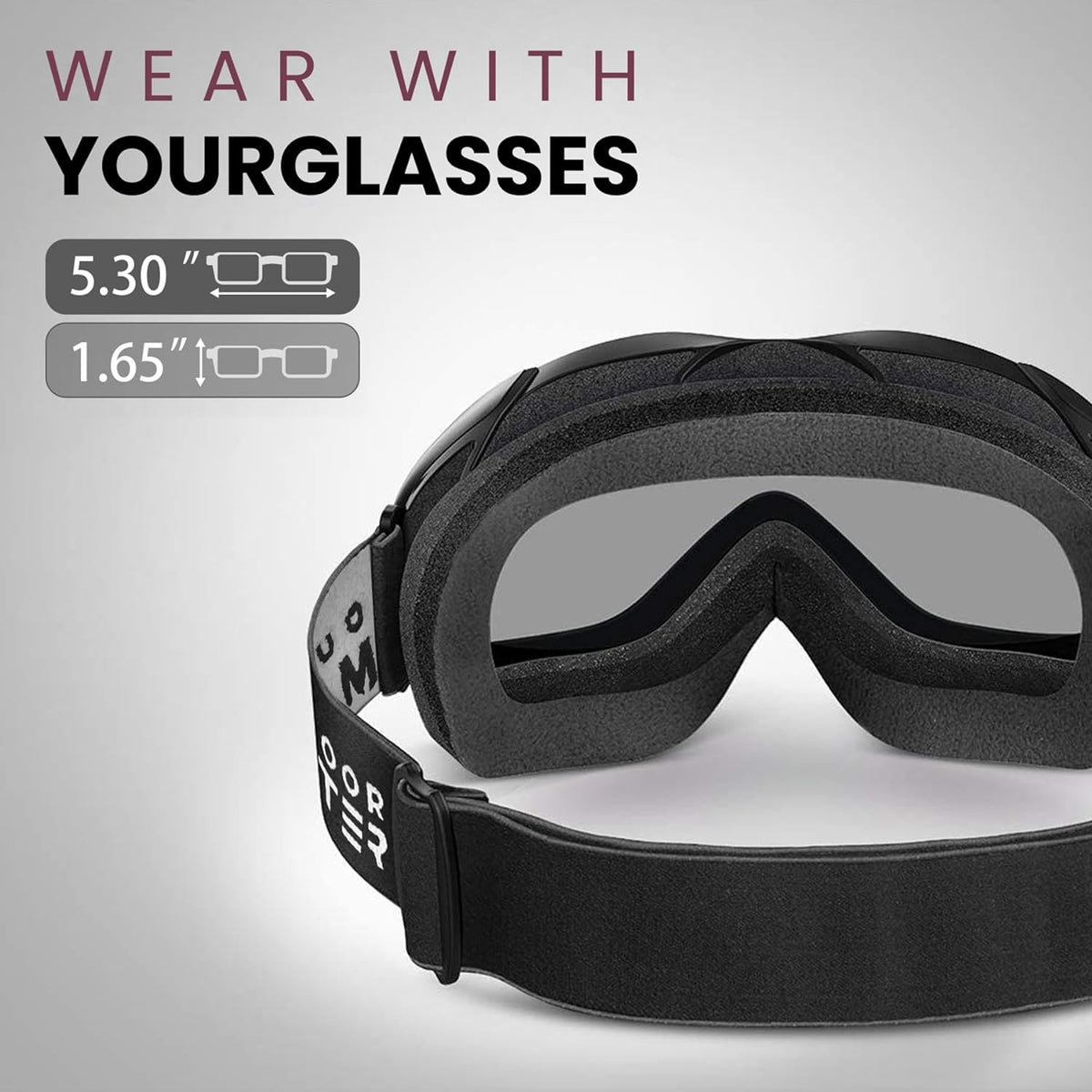 OutdoorMaster OTG Ski Goggles - Over Glasses Ski/Snowboard Goggles for Men, Women & Youth - 100% UV Protection - PuriLite