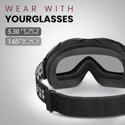 OutdoorMaster OTG Ski Goggles - Over Glasses Ski/Snowboard Goggles for Men, Women & Youth - 100% UV Protection - PuriLite