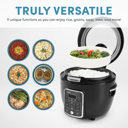 Aroma Professional ARC-1230B Grain, Oatmeal,Slow Cooker, Saute, Steam, Timer, 10 Cup Uncooked/20 Cup Cooked, Black - PuriLite