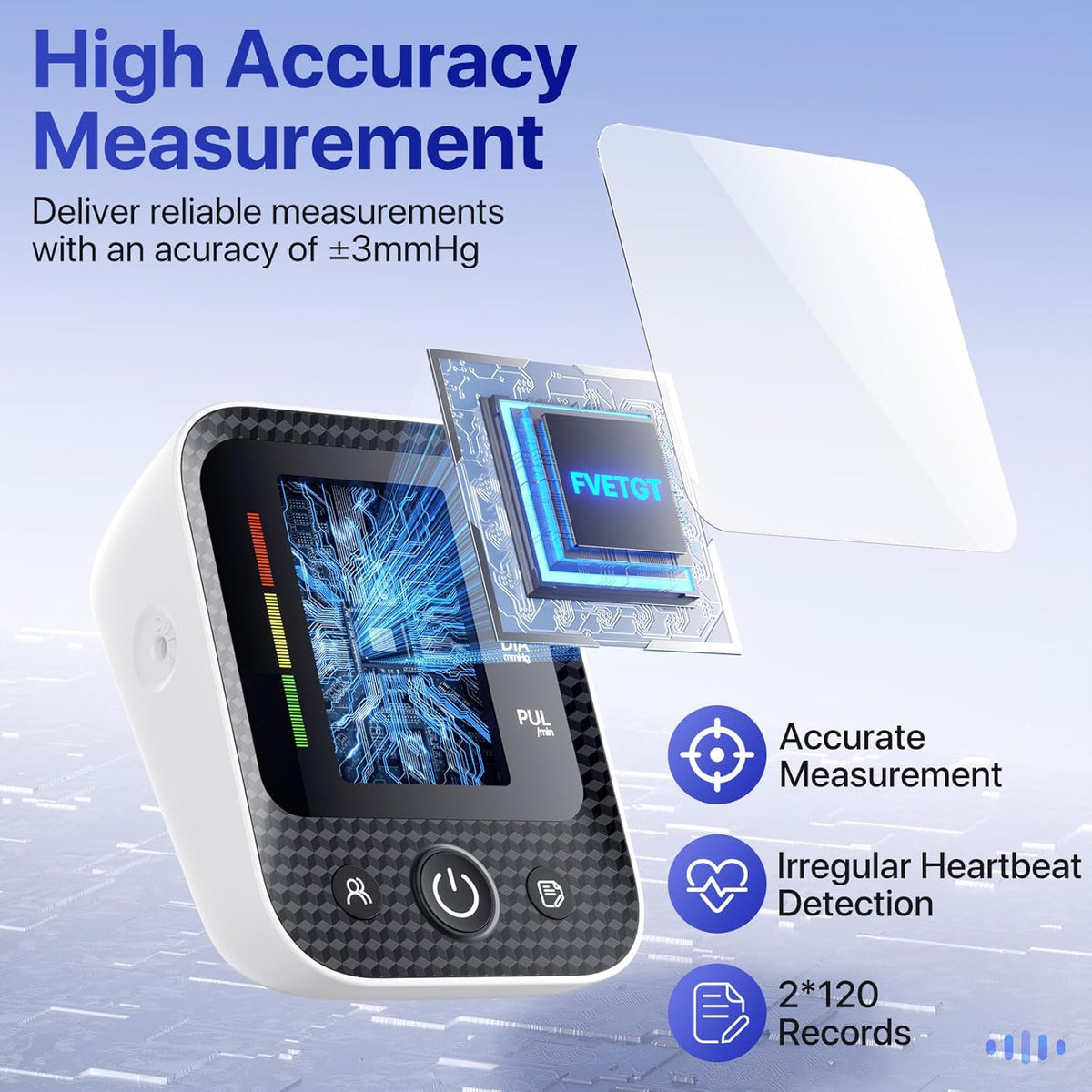Blood Pressure Monitor for Home Use,Automatic Blood Pressure Machine with 2x120 Memory Bp Machine for home with Large LCD Display,2 User Modes with 22-42cm Large Adjustable Cuff - PuriLite