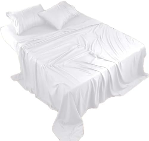 100% Egyptian Cotton Queen Sheet Set – 4-Piece, 800 Thread Count, White – Luxury Hotel Quality Bedding, Fits 14” Deep Mattress, Oeko-TEX Certified - Ultra Soft & Breathable (Queen Size) - PuriLite