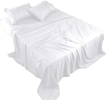 100% Egyptian Cotton Queen Sheet Set – 4-Piece, 800 Thread Count, White – Luxury Hotel Quality Bedding, Fits 14” Deep Mattress, Oeko-TEX Certified - Ultra Soft & Breathable (Queen Size) - PuriLite