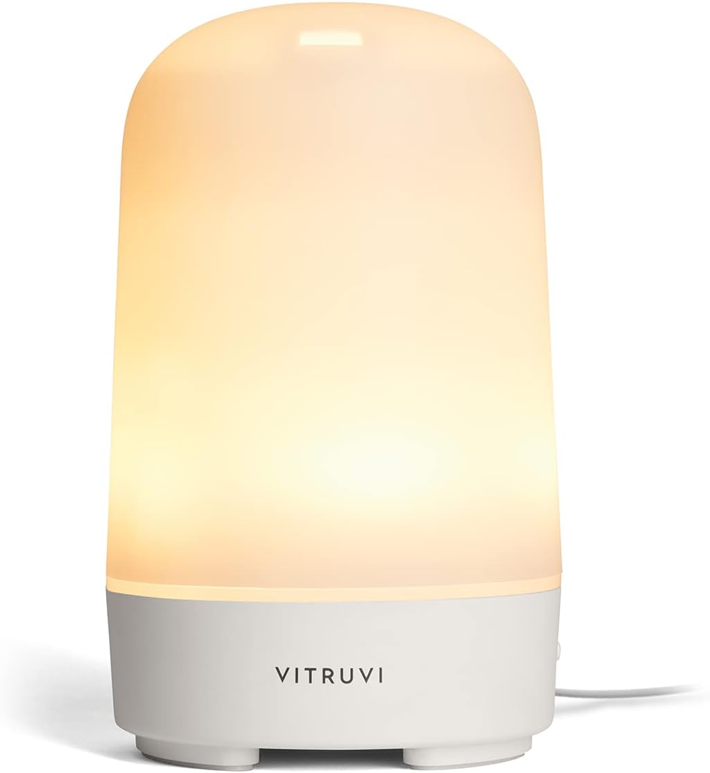 Vitruvi Glow Diffuser, Ultrasonic Essential Oil Diffuser | Oil Diffuser Essential Oils, Aromatherapy Diffuser | Diffusers for Home, Kids Room Diffuser, Room Decor (100 ml) White - PuriLite