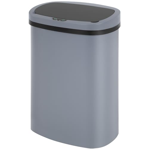 13 Gallon 50 Liter Garbage Can Kitchen Trash Can with Lid Automatic Sensor Touch Free Stainless Steel Waste Bin for Bathroom Bedroom Home Office,Black - PuriLite