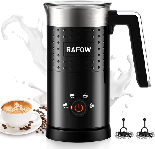 4 in 1 Milk Frother: Electric Milk Foamer with Cold & Hot Froth for Latte Cappuccino - Automatic Coffee Foam Maker 350 ml/10 oz Instant Milk Chocolate Steamer Heater - PuriLite