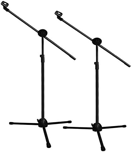Microphone Stand 2-Pack, Ohuhu Tripod Boom Mic Stands, Dual Mic Clip, Collapsible, Black - PuriLite