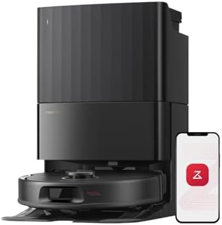 roborock Qrevo S5V Robot Vacuum and Mop, FlexiArm Edge Mopping, 12,000Pa Suction, Smart Obstacle Avoidance, Dual Anti-Tangle Brushes, 10mm Mop Lifting, Auto Mop Washing&Drying, Self-Emptying&Refilling - PuriLite