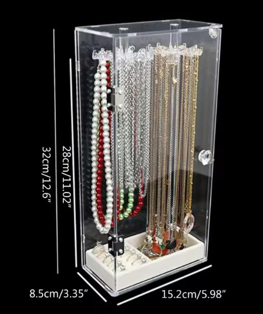Purilite Select Clear Acrylic Rotating Jewelry Organizer Stand, Large Capacity Necklace Bracelet Display Holder, Dustproof Jewelry Storage Case for Dressing Table - PuriLite