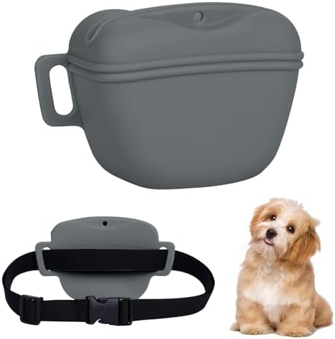 Dog Treat Pouch for Training, Silicone Magnetic Closure Dog Treat Bag Portable Treat Pouch with Belt, Waterproof Small Treat Bag for Dog Training, Dog Walking (Cyan) - PuriLite