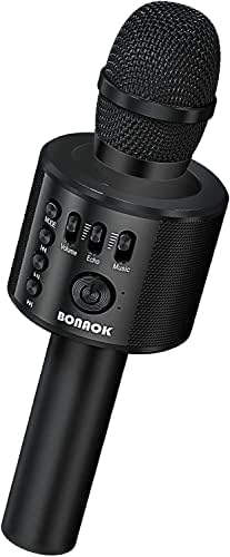 BONAOK Wireless Bluetooth Karaoke Microphone,3-in-1 Portable Instrument Wireless Microphone Mic Speaker Machine Home Party Birthday for All Smartphones（Black） - PuriLite