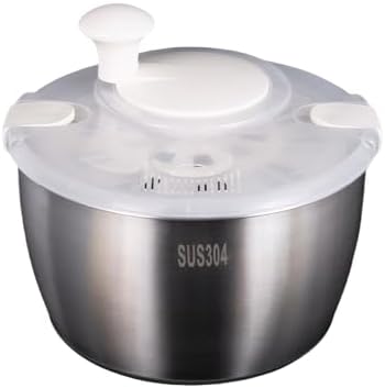 koaunert Large Salad with Non-Slip Base Durable and Practical Stainless Steel Salad Spinners Salad Spinners Collapsible, Stainless Steel - PuriLite
