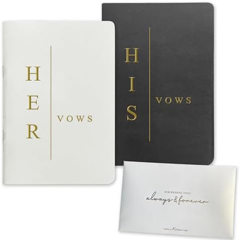 WeddingGiftsWedding Vow Books His and Hers Soft Touch Gold Foil Engraving Vow Books Wedding Essentials Wedding Accessories(TR-HH-Black) - PuriLite