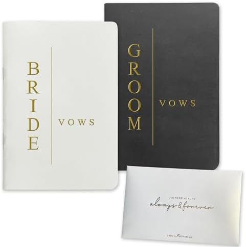 WeddingGiftsWedding Vow Books His and Hers Soft Touch Gold Foil Engraving Vow Books Wedding Essentials Wedding Accessories(TR-HH-Black) - PuriLite