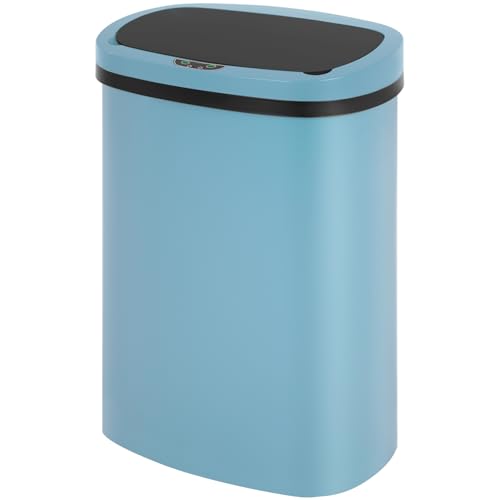 13 Gallon 50 Liter Garbage Can Kitchen Trash Can with Lid Automatic Sensor Touch Free Stainless Steel Waste Bin for Bathroom Bedroom Home Office,Black - PuriLite