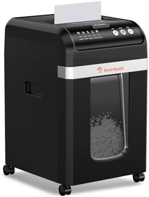 Bonsaii 200-Sheet Auto Feed Paper Shredder, 60 Minutes Nonstop Heavy Duty Shredders, 8.1 Gallon Large Bin Office Document Shredder, Micro-Cut/High Security P-4 Commercial Grade Shredder (C283-A) - PuriLite